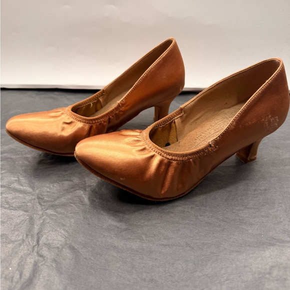 GUC Very Fine S9107 Tan Satin Smooth Dance Shoes - Picture 9 of 14